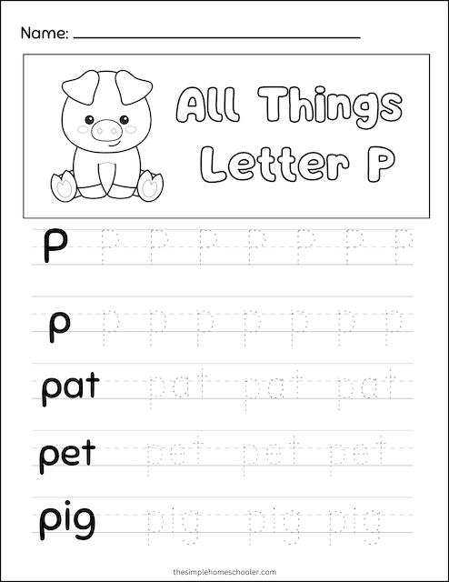 P Tracing Worksheet 3