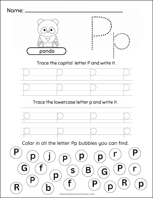 P Tracing Worksheet 6