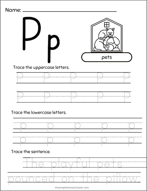 P Tracing Worksheet 7