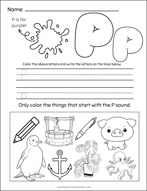 P Tracing Worksheet 9