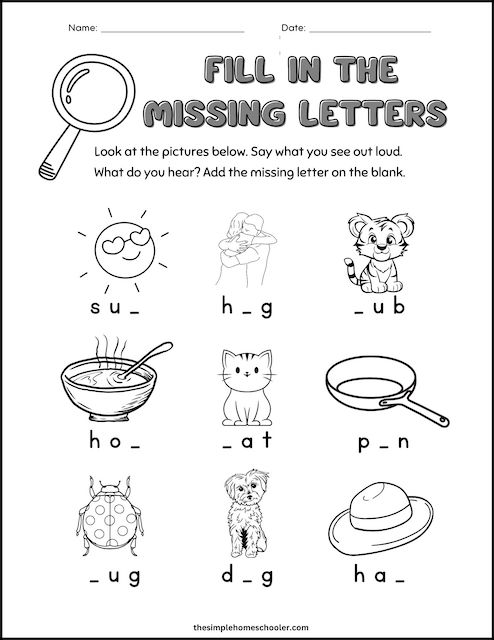 7 Fun & Free Missing Letter Worksheets! - The Simple Homeschooler