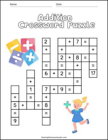 Free Marvelous Math Crossword Puzzle Printables - The Simple Homeschooler