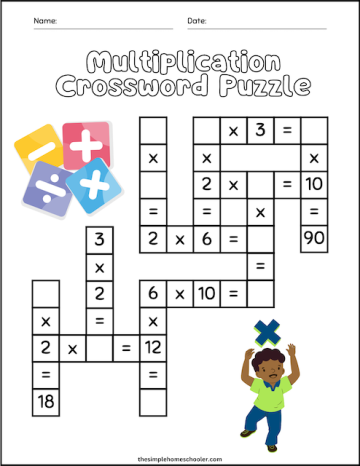 Free Marvelous Math Crossword Puzzle Printables - The Simple Homeschooler