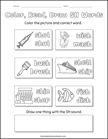 6 Shiny SH Digraph Worksheets: Free & Fun! - The Simple Homeschooler