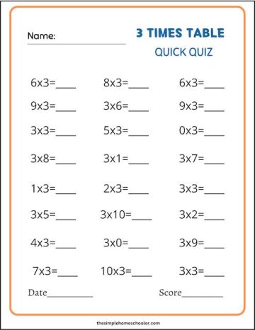 Very Best Times Table Test Printables: Individual And Mixed Quizzes 