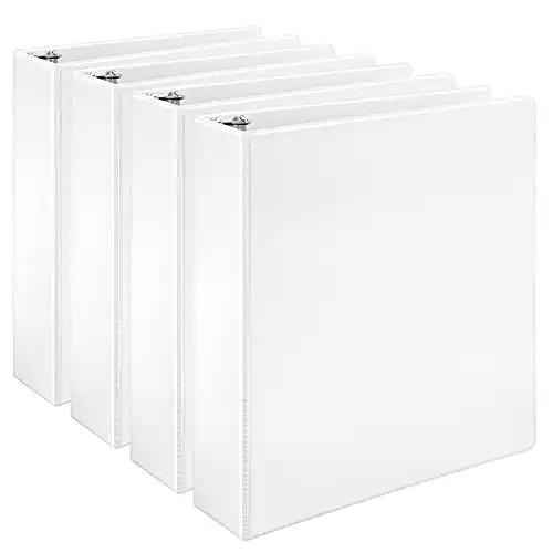 Amazon Basics 3 Ring Binder with 2 Inch D-Ring 4 Pack