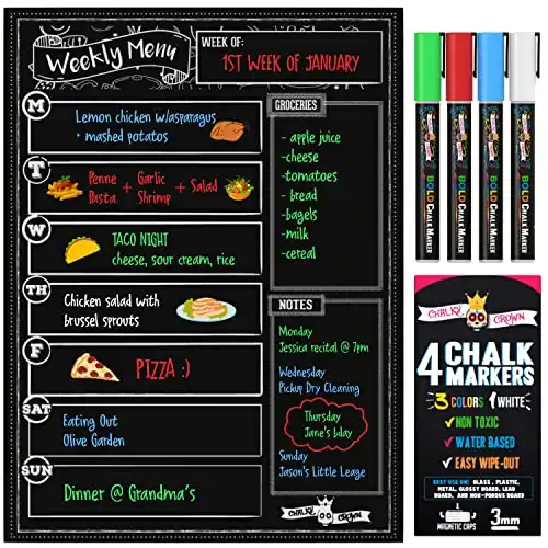 Magnetic Dry Erase Menu Board for Fridge