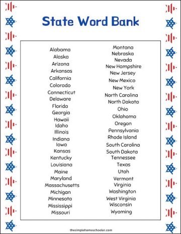 Free States & Capitals Worksheet Packet: Easy Print! - The Simple ...