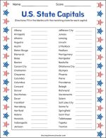 Free States & Capitals Worksheet Packet: Easy Print! - The Simple ...