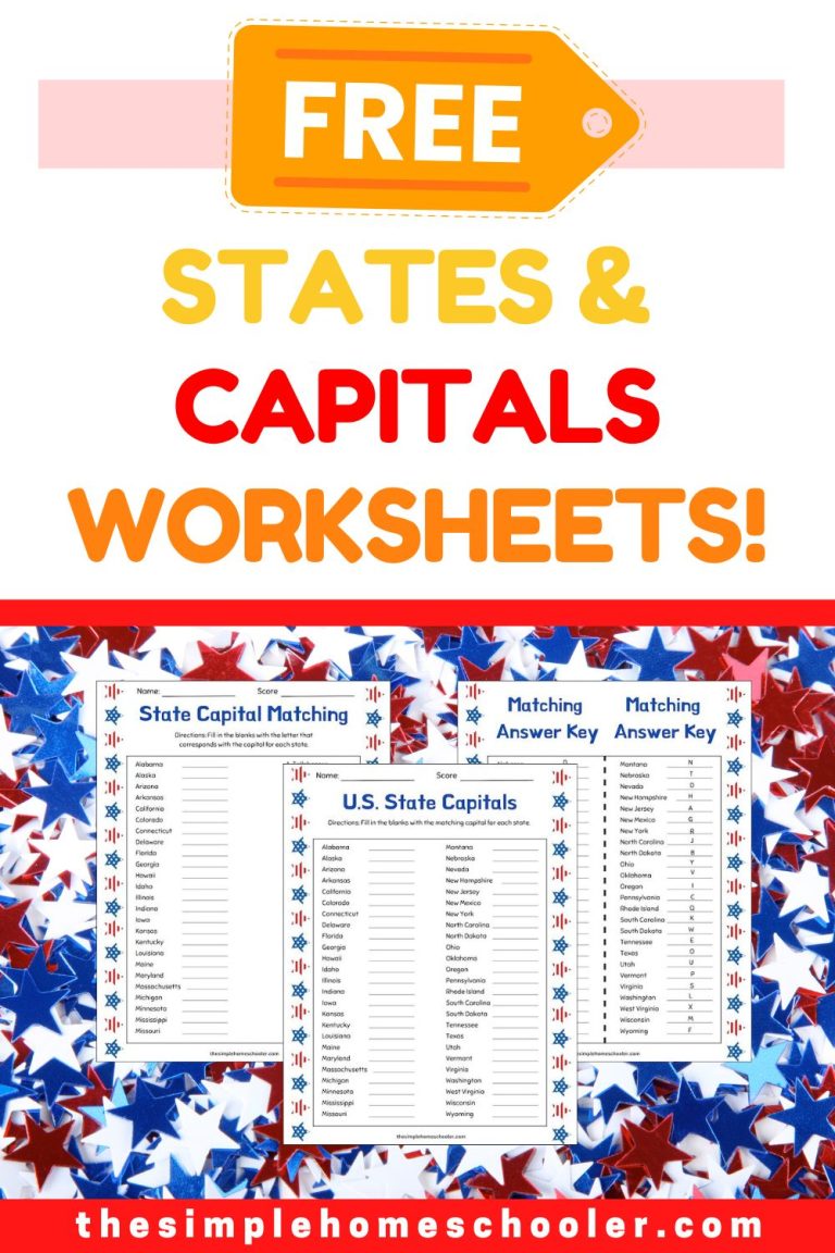 States and Capitals Worksheet Pin