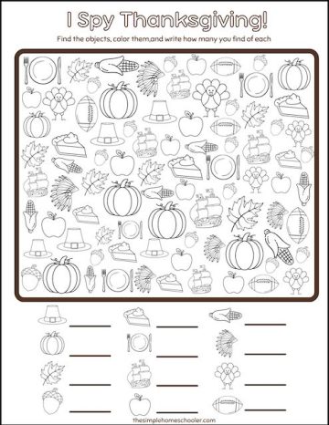 Thrilling Thanksgiving I Spy Free Printable: Easy Print! - The Simple ...