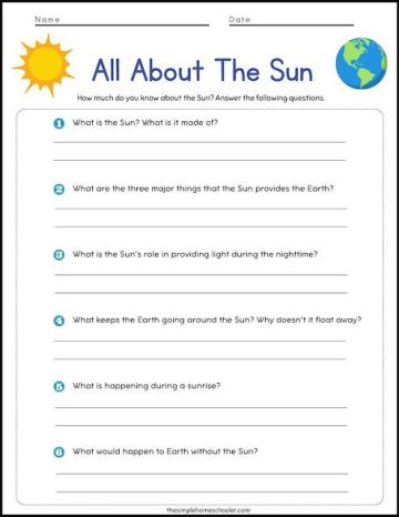 Free All About The Sun Worksheet Packet! - The Simple Homeschooler