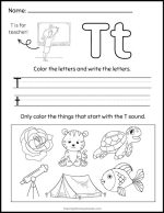 10 Free Letter T Tracing Printable Worksheets For Kids - The Simple ...