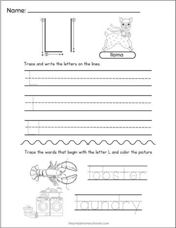 Free Letter L Tracing Worksheets: Easy Print! - The Simple Homeschooler