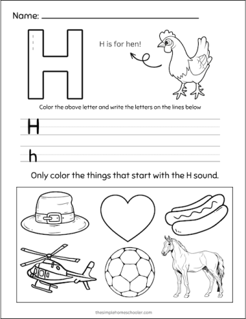 Free Letter H Tracing Worksheets: Easy Print! - The Simple Homeschooler