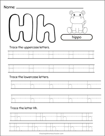 Free Letter H Tracing Worksheets: Easy Print! - The Simple Homeschooler