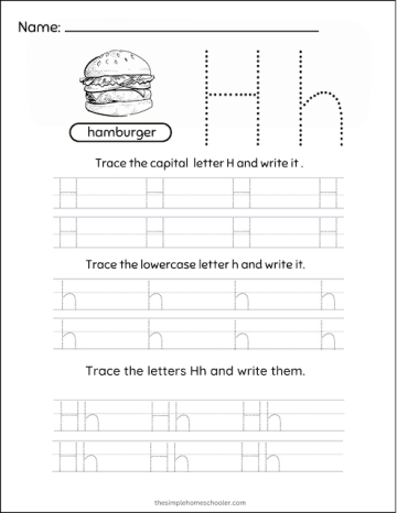 Free Letter H Tracing Worksheets: Easy Print! - The Simple Homeschooler