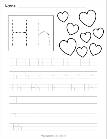 Free Letter H Tracing Worksheets: Easy Print! - The Simple Homeschooler