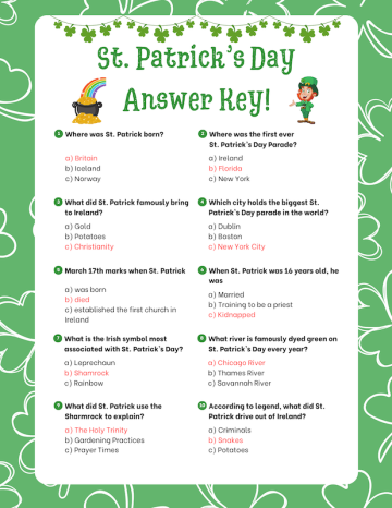 Free St. Patrick's Day Trivia Printable: Answer Sheets Included! - The ...