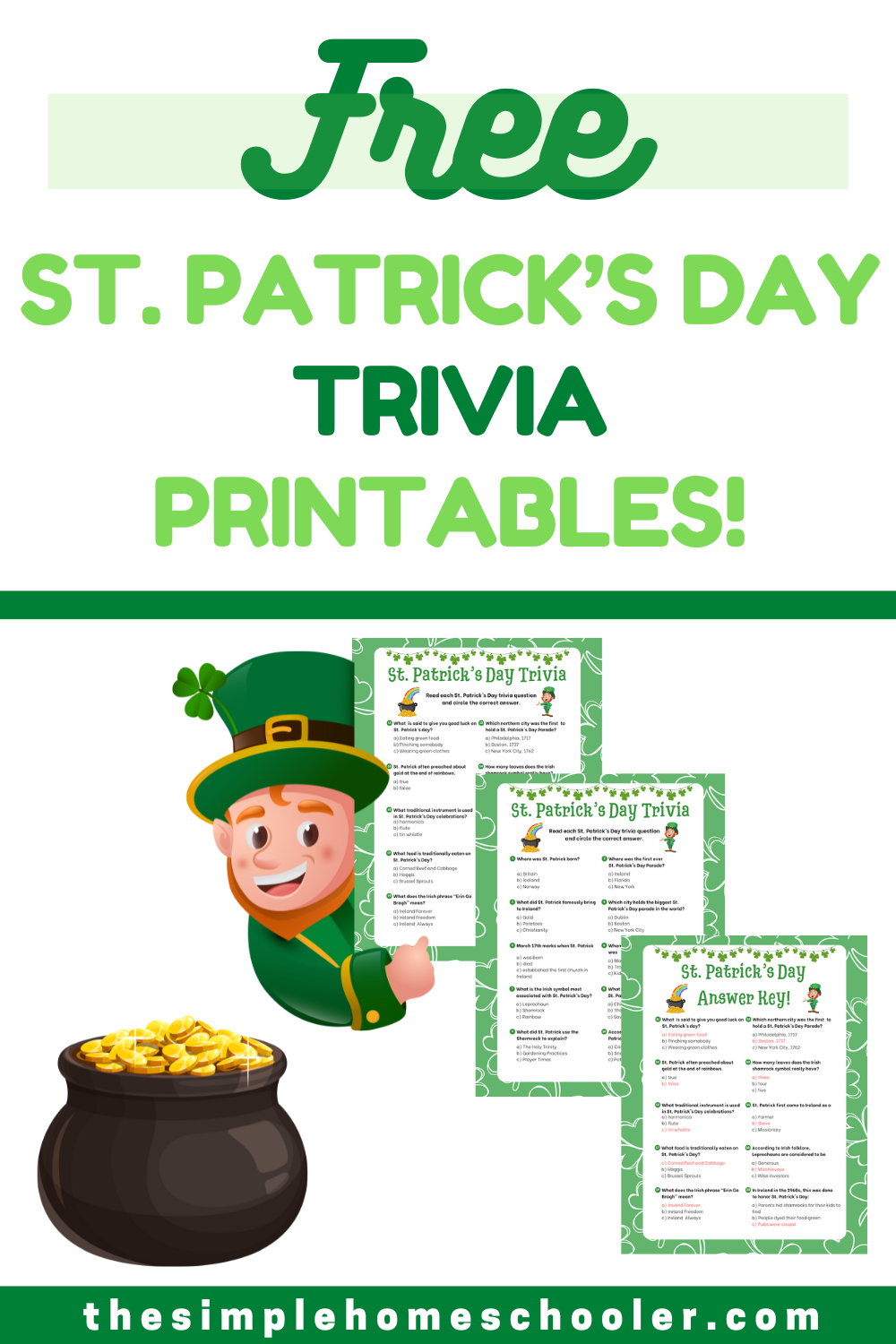 Free St. Patrick's Day Trivia Printable: Answer Sheets Included! - The ...