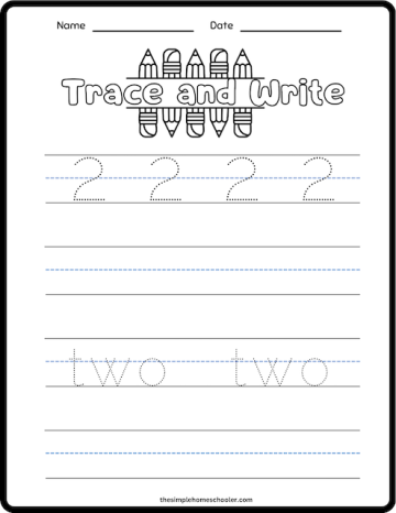 Best Number 2 Writing Worksheet Packet: Free & Easy Print! - The Simple ...