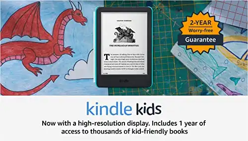 Kindle Kids: If it breaks, we will replace it, includes ad-free books, cover and adjustable light- Ocean Explorer