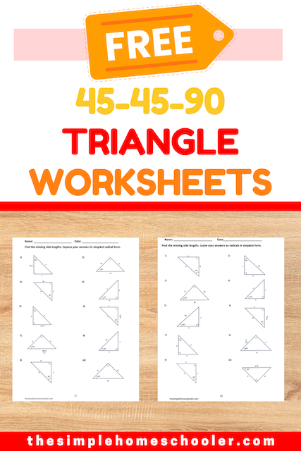 45-45-90 Triangle Worksheets Pin